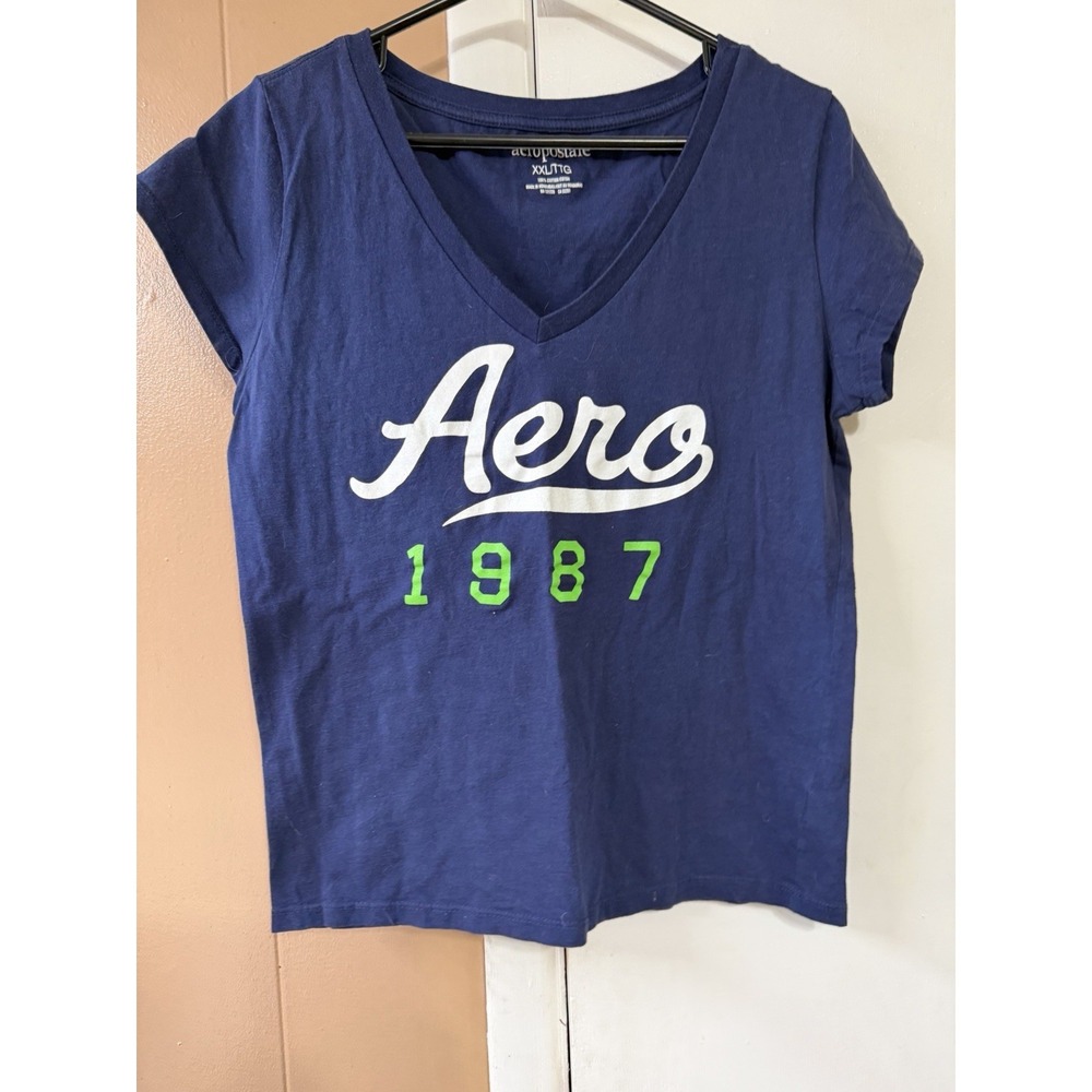 AEROPOSTALE Navy Blue Aero New York 87 Graphic T Shirt XL TG